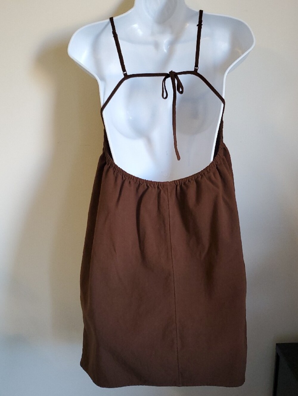 NWOT A New Day Chocolate Brown Halter Neck Mini Shift Dress S - Picture 5 of 8